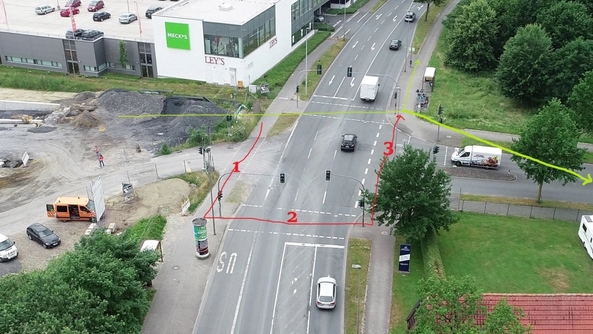 Kreuzung der Weseler Strae mit der Heroldstrae und der Meyerbeerstrae